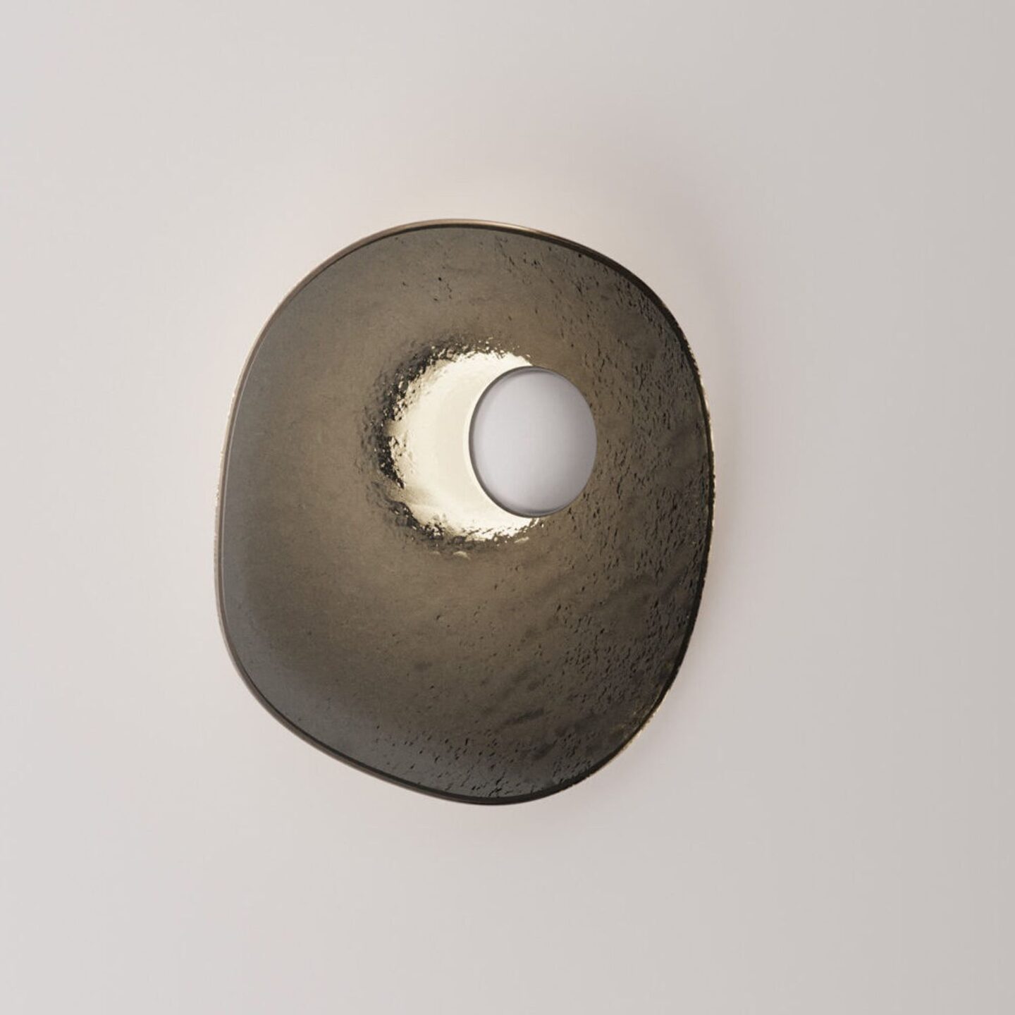 Isle Sconce Round Grey & Raw Steel